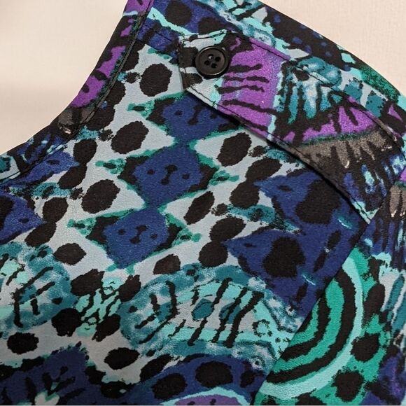 ANTHROPOLOGIE MAEVE Frequencies Blue Green Shirt Dress v neck Small @Y - Picture 5 of 13